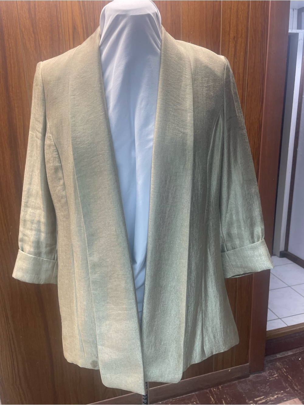 Kasper gold lame Open-Front Blazer